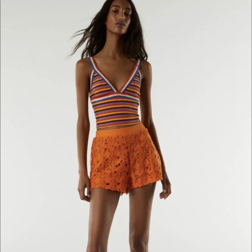 NWT Zara Striped Crochet Crop Top Women’s Size Medium